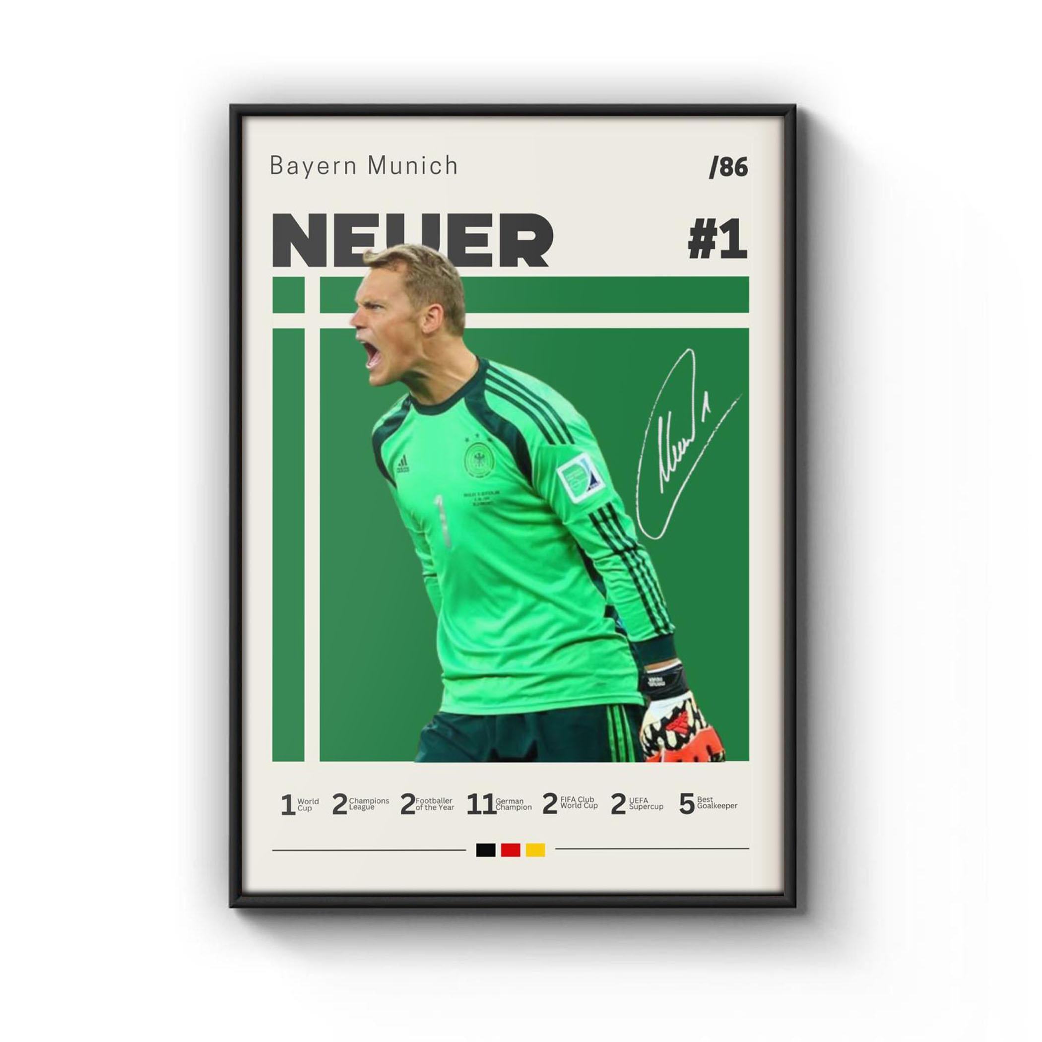 Mid Century Manuel Neuer Bayern Munich Football Poster