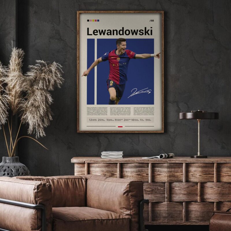 Minimalist Robert Lewandowski Barcelona Poster