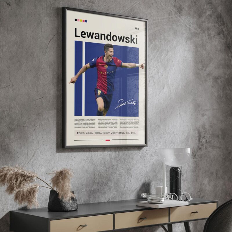 Minimalist Robert Lewandowski Barcelona Poster