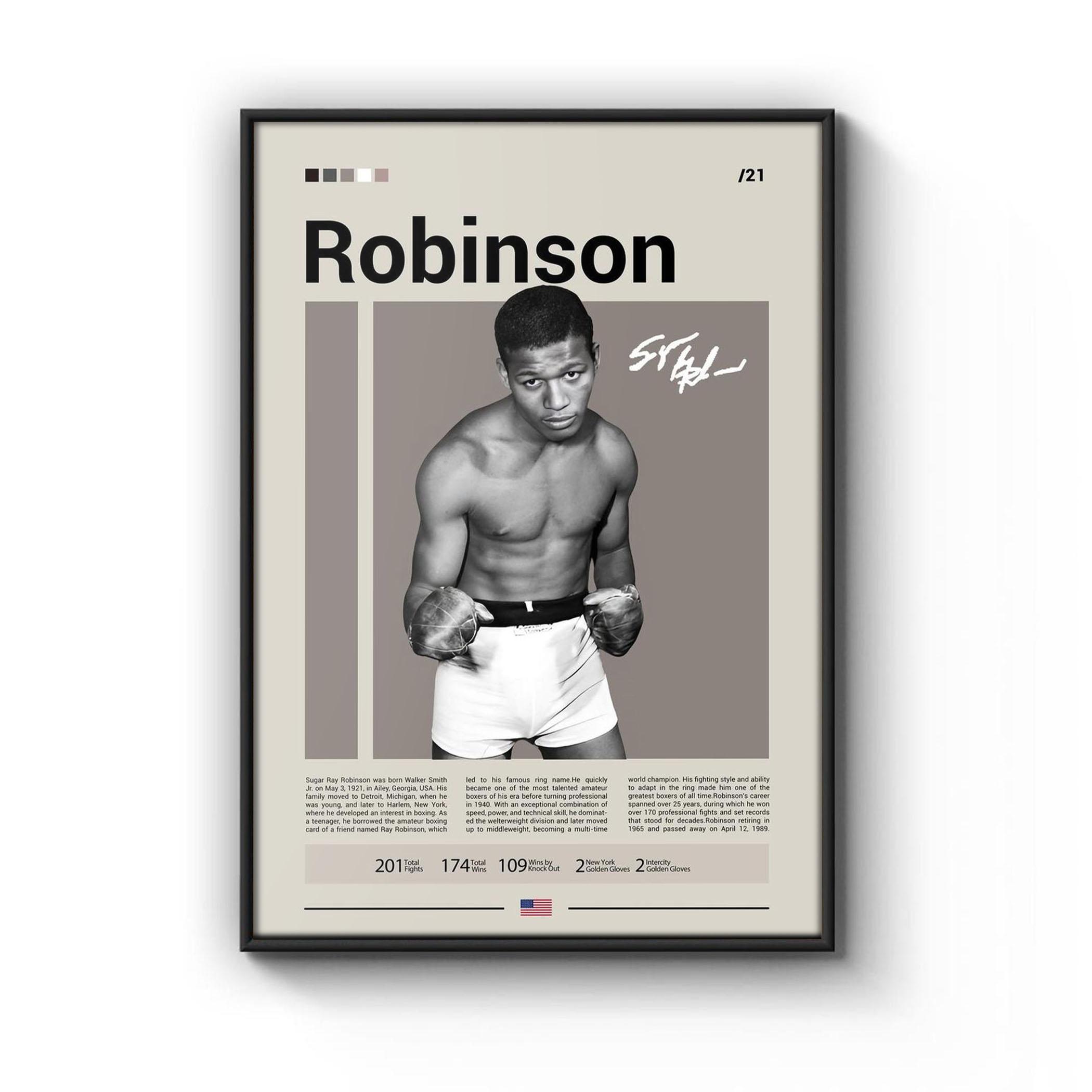 Photo Vintage 1949 Sugar Ray Robinson – Action De Boxe, Photo D'Époque Originale