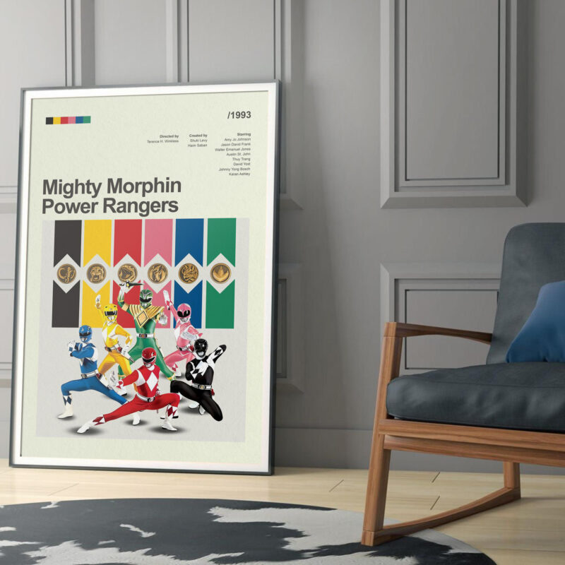 Mighty Morphin Power Rangers Movie Poster - Mid Century Modern Style