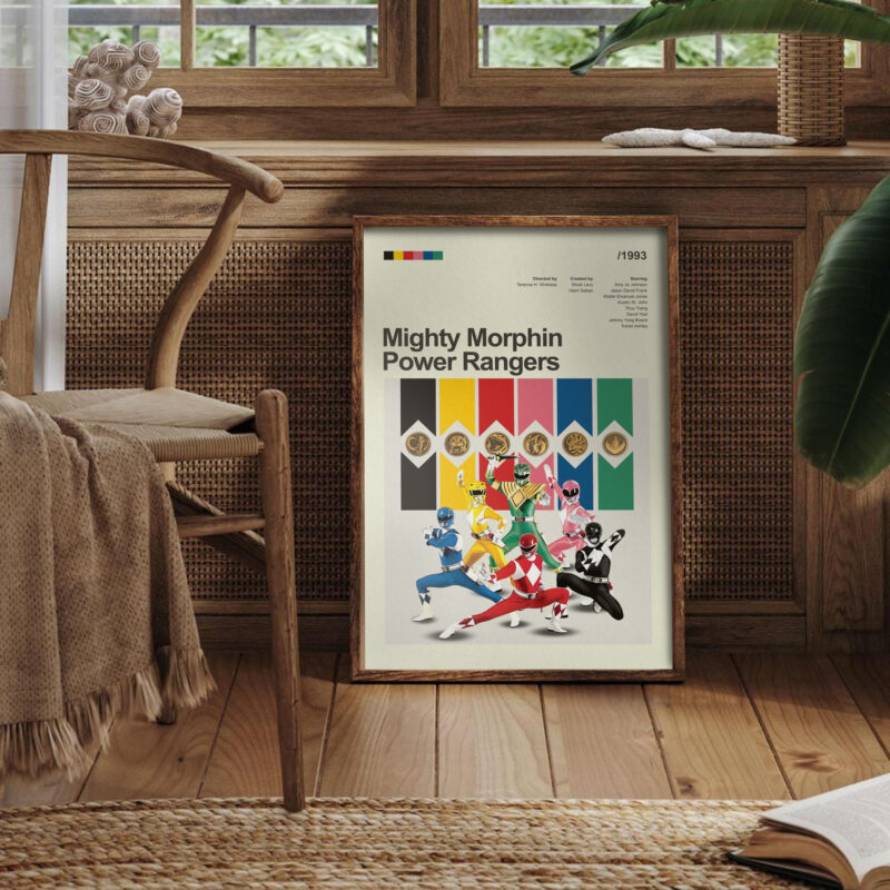 Mighty Morphin Power Rangers Movie Poster - Mid Century Modern Style