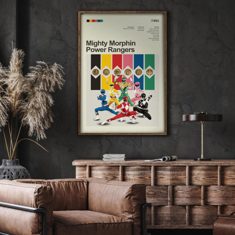 Mighty Morphin Power Rangers Movie Poster - Mid Century Modern Style