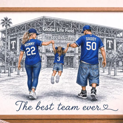 Personalized Baseball Family Print, Custom Stadium Portrait, Dad Gift from Kids, Mom Dad Gift, Fathers Day Gift, Baseball Fan Gift